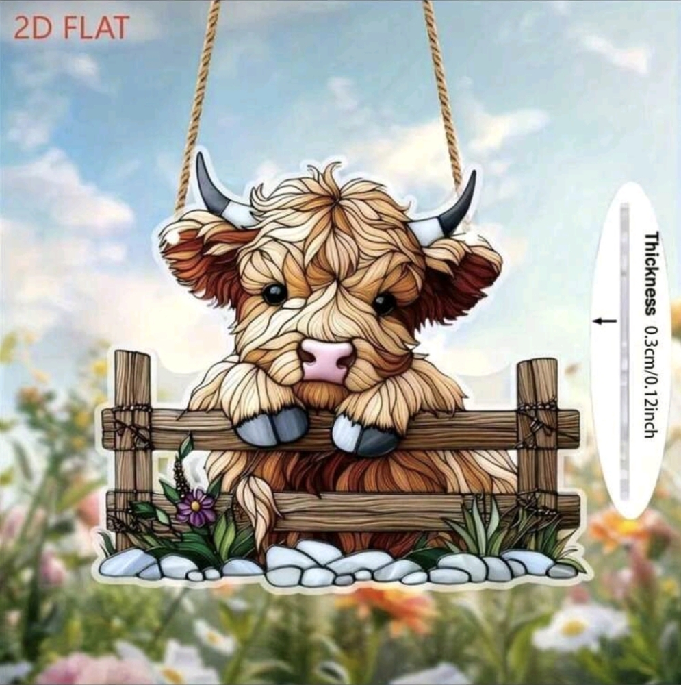 Highland Cow Suncatcher acrylic 2D Decor